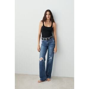 AYR The Secret Sauce 28S Ranger Blue Jeans Distressed Relaxed Straight Leg